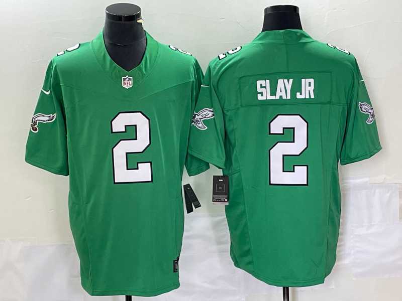 Mens Philadelphia Eagles #2 Darius Slay JR Green 2023 F.U.S.E. Vapor Untouchable Stitched Football Jersey